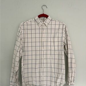 J. Crew White and Blue Grid Shirt